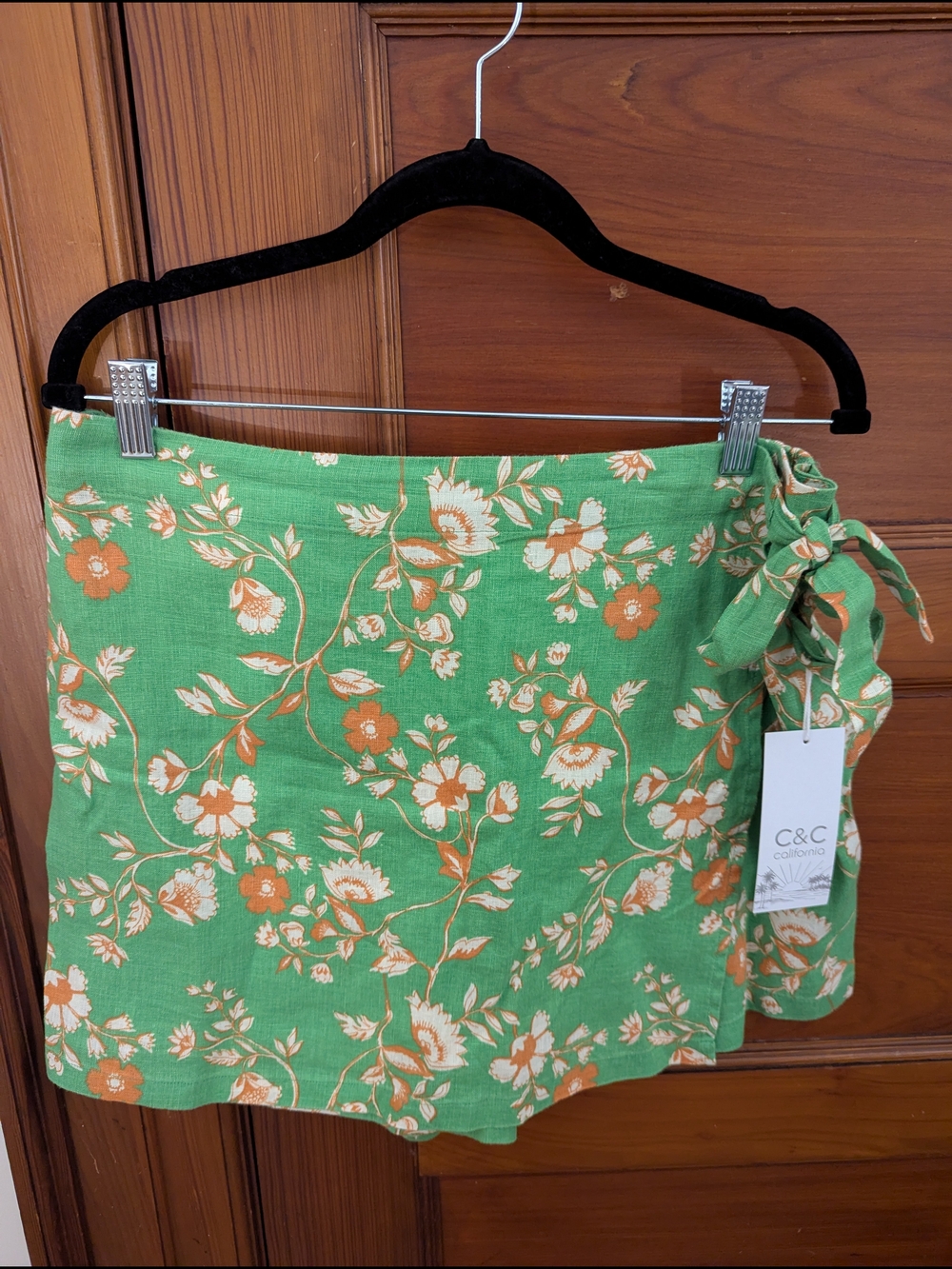 C&C California Green Floral Wrap Skirt